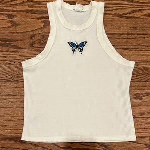 Butterfly white tank top size medium